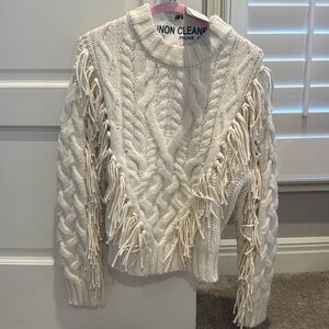 H & M ivory sweater with fringe NWT size small